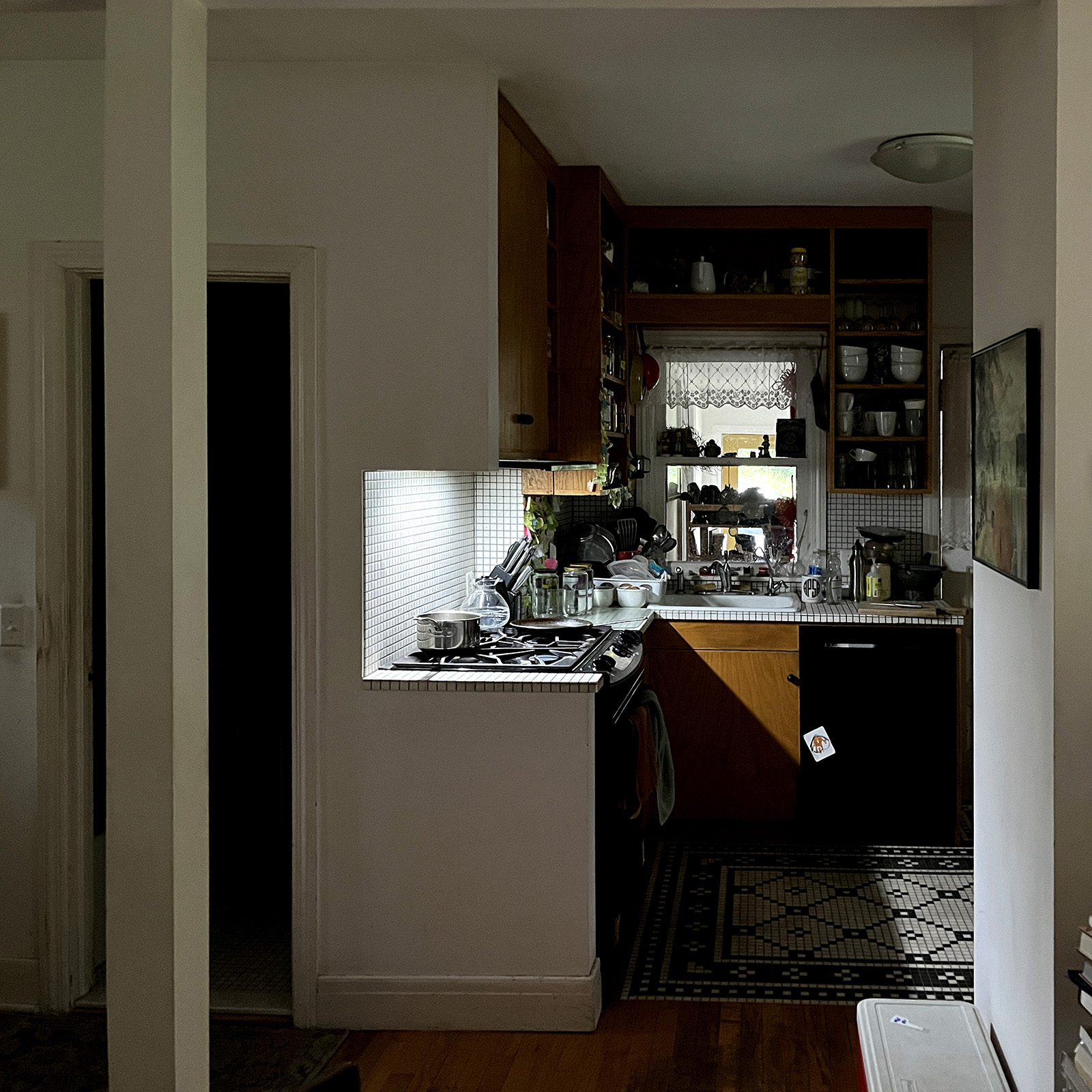 view of kitchen from living/dining area
